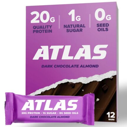 Atlas Protein Bar, 20g Protein, 1g Sugar, Clean Ingredients, Gluten