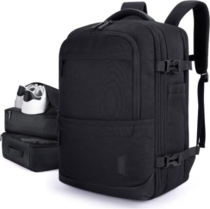 BAGSMART 40L Black Travel Laptop Backpack with Packing Cubes and Shoe