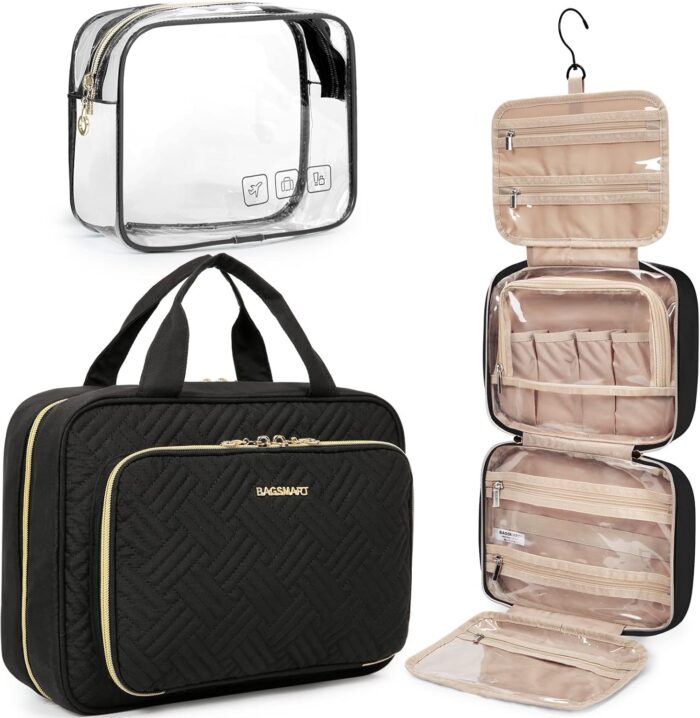 BAGSMART Toiletry Bag Hanging Travel Makeup Organizer with TSA