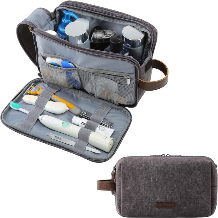 BAGSMART Toiletry Bag for Men, Canvas Travel Toiletry Organizer Dopp