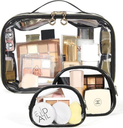BAGSMART Travel Makeup Bag, TSA Approved Waterproof Quart Size