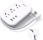 BESHON Flat Plug Power Strip, 3 Outlets with 3 USB Ports(2 USB C),