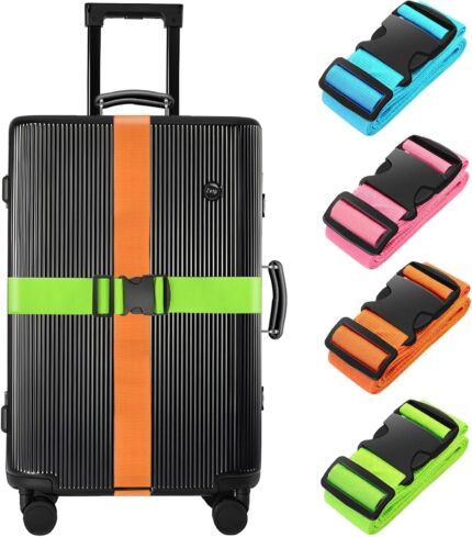 BILIONE 4 Pack Luggage Straps 79" Long Belts Keep Suitcase Secure