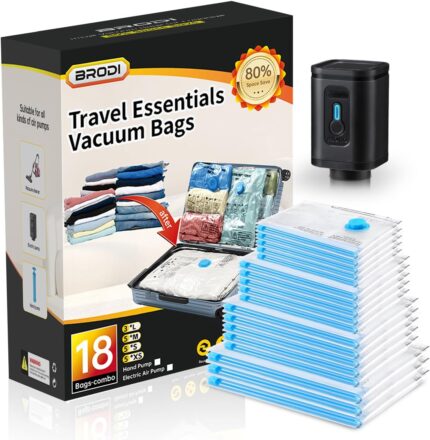 BRODI 18 Combo Pack Travel Vacuum Bags - Space Saver & Clothing