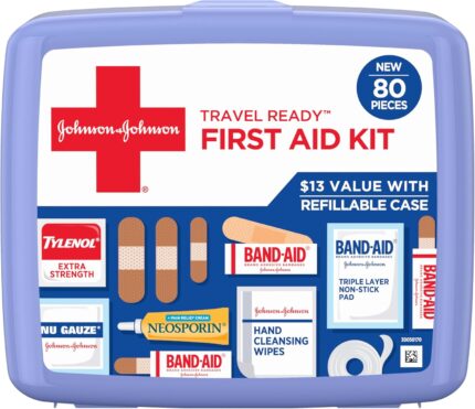 Band-Aid Travel Ready Portable Emergency First Aid Kit for Minor Wound