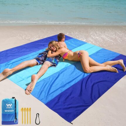 Beach Blanket Waterproof Sandproof Beach Mat 79" X 83" /10'x9'for 2-8
