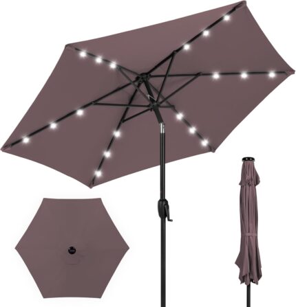 Best Choice Products 7.5ft Outdoor Solar Market Table Patio Umbrella