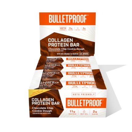 Bulletproof Chocolate Chip Cookie Dough Collagen Protein Bars, Pack of