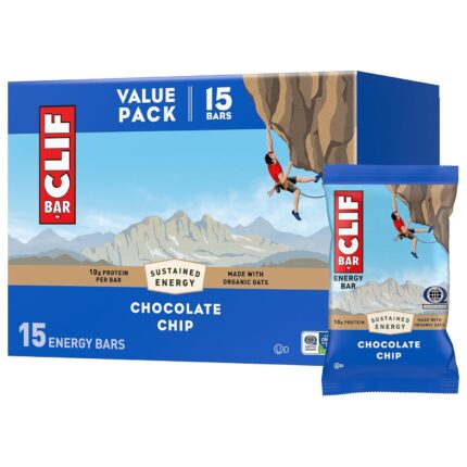 CLIF BAR - Chocolate Chip - Made with Organic Oats - Energy Bars -