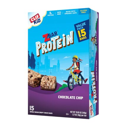 CLIF Kid Zbar Protein - Chocolate Chip - Crispy Whole Grain Snack Bars