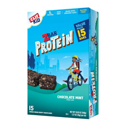 CLIF Kid Zbar Protein - Chocolate Mint - Crispy Whole Grain Snack Bars