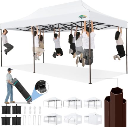 COBIZI Heavy Duty 10x20 Pop up Canopy Tent with 6 Sidewalls,
