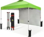 CROWN SHADES 10x10 Pop Up Canopy with 1 Side Wall - Beach Tent with
