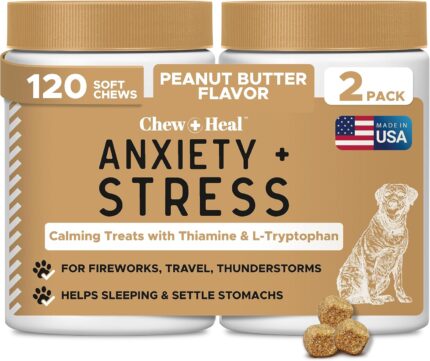 Calming Chews for Dogs - 120 Anxiety Relief Treats for Fireworks,