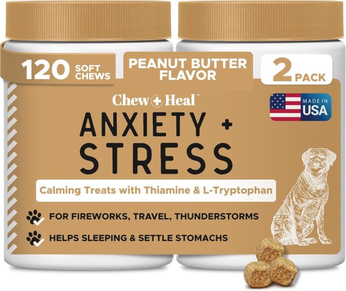 Calming Chews for Dogs - 120 Anxiety Relief Treats for Fireworks,