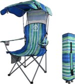 Camp Chairs with Shade Canopy Chair Folding Camping Recliner Support