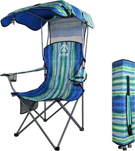 Camp Chairs with Shade Canopy Chair Folding Camping Recliner Support