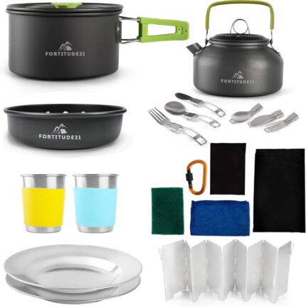 Camping Cookware Set - 19-Piece Lightweight Backpacking Cookware with