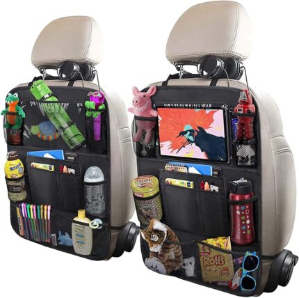 Car Backseat Organizer with 10" Table Holder, 9 Storage Pockets Seat