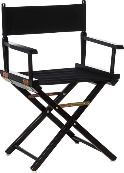 Casual Home Director's Chair ,Black Frame/Black Canvas,18" - Classic