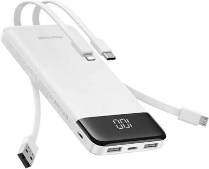 Charmast Portable Charger with Built in Cables, 10000mAh Slim Power
