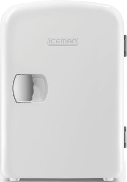 Chefman - Iceman Mini Portable White Personal Fridge Cools Or Heats &