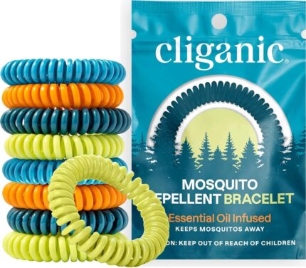 Cliganic 10 Pack Mosquito Repellent Bracelets, DEET-Free Bands,