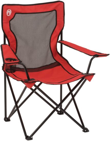 Coleman Broadband Mesh Quad Camp Chair with Carry Bag & Cup Holder,