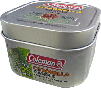 Coleman Pine Scented Citronella Candle with Wooden Crackle Wick - 6 oz