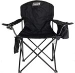 Coleman Portable Camping Quad Chair with 4-Can Cooler, Cushioned Seat