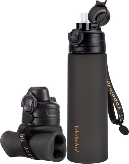 Collapsible Water Bottles 20oz, Leak Proof, BPA-Free, Foldable