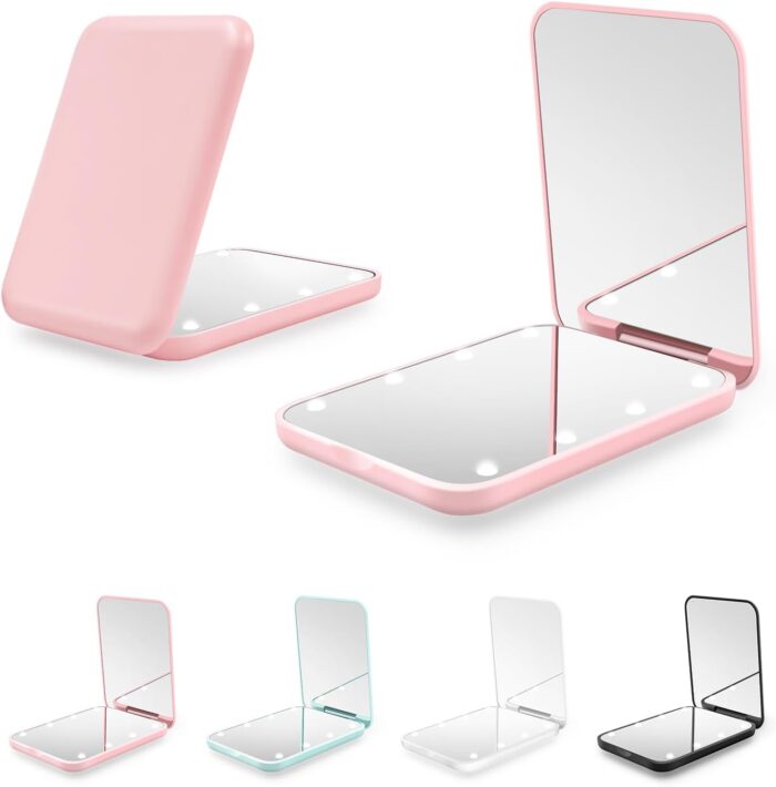 Compact Mirror, 1X/3X Magnification LED Pocket Mirror with Nternal