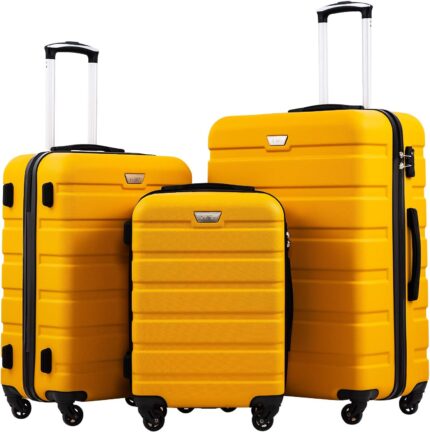 Coolife Luggage 3 Piece Set Suitcase Spinner Hardshell Lightweight TSA