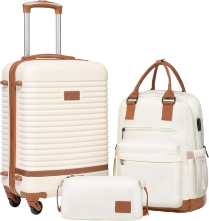 Coolife Suitcase Set 3 Piece Luggage Set Carry On Travel Luggage TSA
