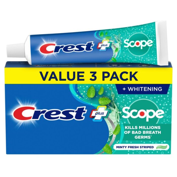 Crest + Scope Whitening Toothpaste - Pack of 3, 5.4 Oz Tubes -
