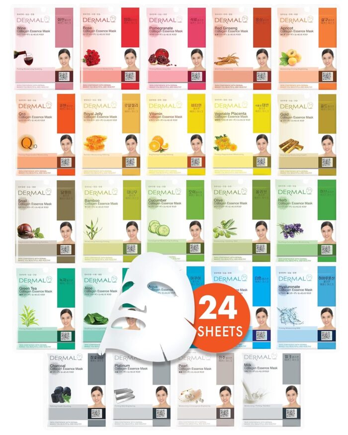 DERMAL 24 Combo Pack A Collagen Essence Korean Face Mask - Hydrating &
