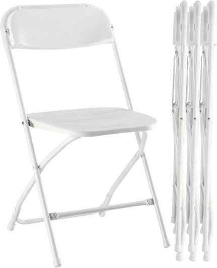 DUMOS 4 Pack Folding Chairs, Plastic Chairs with 330-Pound Capacity,