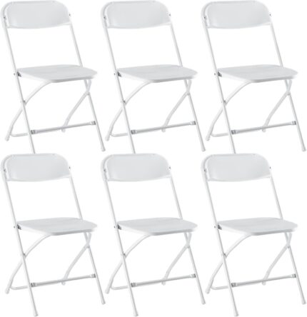 DUMOS 6 Pack Folding Chairs, Plastic Chairs with 330-Pound Capacity,