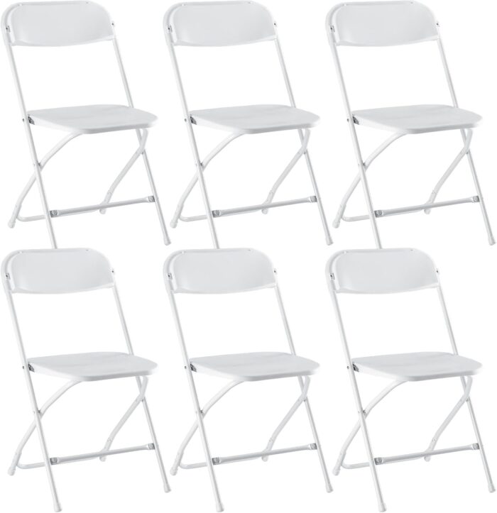 DUMOS 6 Pack Folding Chairs, Plastic Chairs with 330-Pound Capacity,