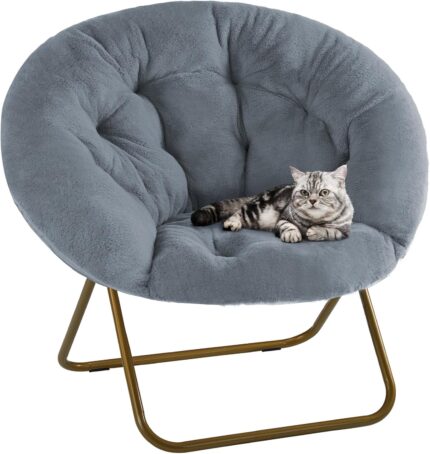 DUMOS Comfy Saucer Chairs Cozy Faux Fur Soft Lounge Cute Folding