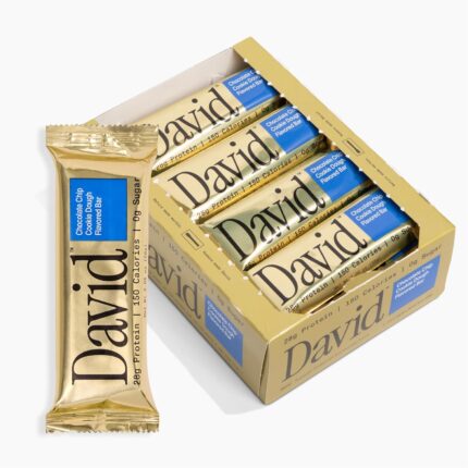 David, Protein Bar, Chocolate Chip Cookie Dough, Pack of 12 Protein