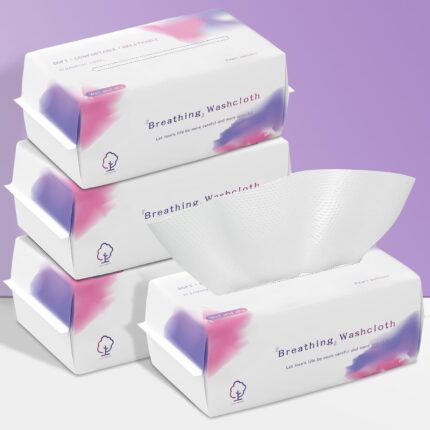 Disposable Face Towel 400 Count, Soft Cotton Face Towels, Dry Wipes