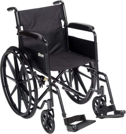 Drive Medical SSP118FA-SF Silver Sport 1 Folding Transport Wheelchair
