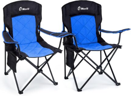 EMERIT 2 Pack Oversized Padded Camping Chair, 350LB Heavy Duty Quad