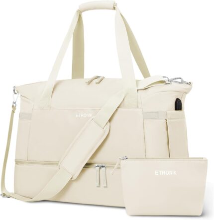 ETRONIK Gym Bag for Women, Personal Item Travel Bag with Shoes