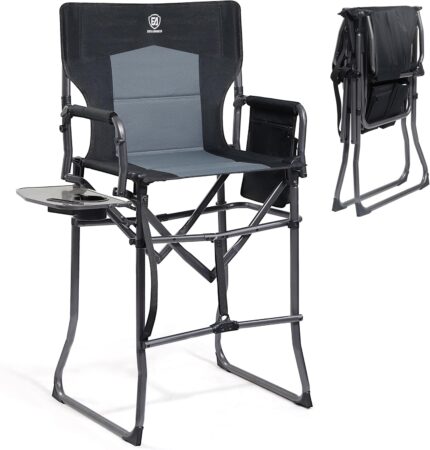 EVER ADVANCED Portable 30.7" Seat Height Tall Folding Camping Chair