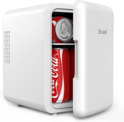 Ecowell WRE100 Mini Bedroom, 4L/6 Can Skincare Fridge, AC/DC Portable