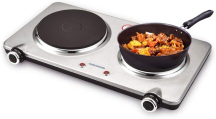 Electric Double Burner Hot Plate for Cooking, 1800W Portable Electric