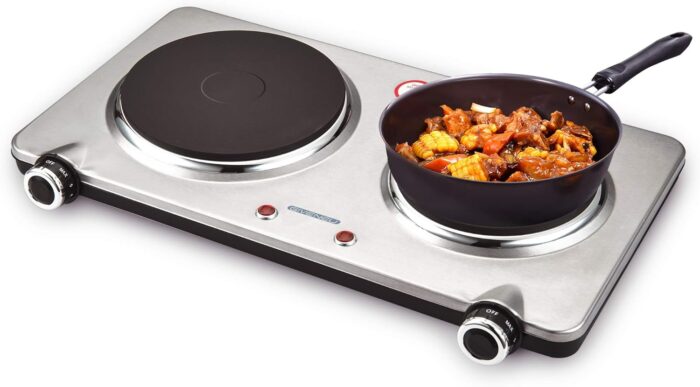 Electric Double Burner Hot Plate for Cooking, 1800W Portable Electric