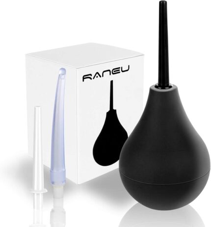 Enema Bulb Douche Enema Kit for Women & Men with 3 Nozzles (Black, 4
